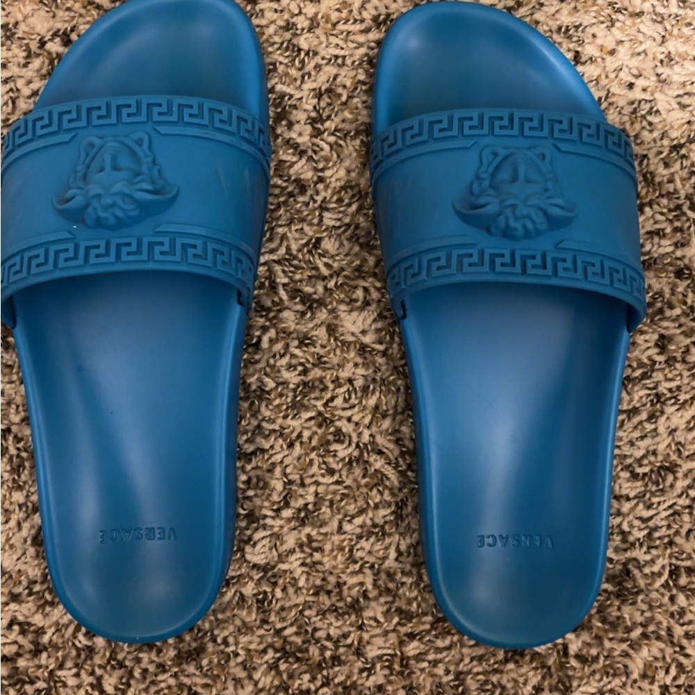 Versace Blue Slide Sandals